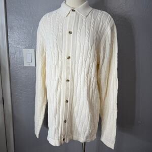 Old Navy Mens TexturedButton Down Long Sleeve Knit Sweater, Cream, L Tall 504455